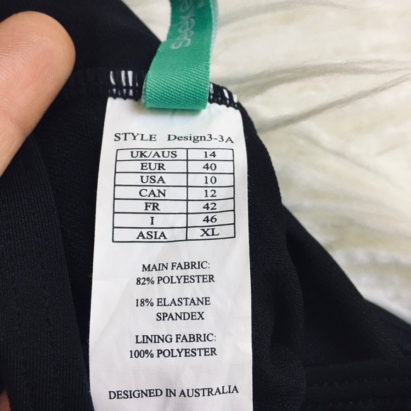 Seekers Australia One Piece Swimsuit Sheer Middle Black & Blue Women’s Size 10 - Picture 10 of 10